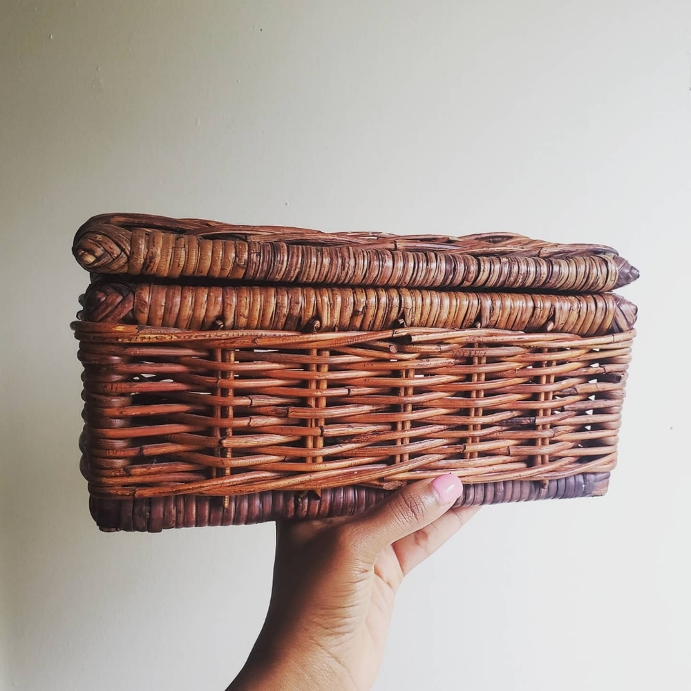 Vintage Wicker box with compartments